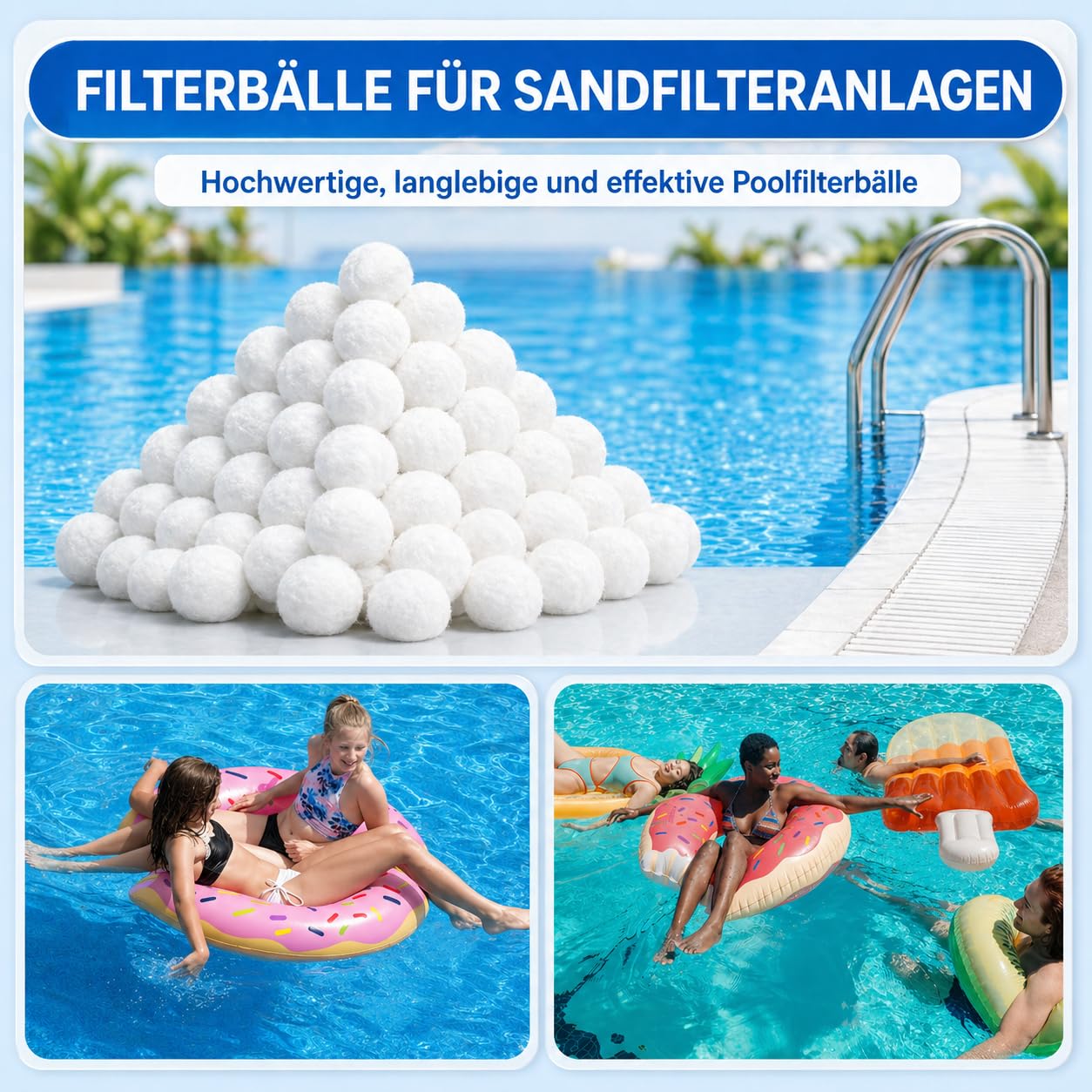 Bolas Filtro Piscina 1400 g,Bolas de Filtro de Piscina de 1400g para Sistemas de Filtro de Arena, Reemplaza 50kg Arena de Filtro, Limpiador de Piscinas Sistema de Filtro