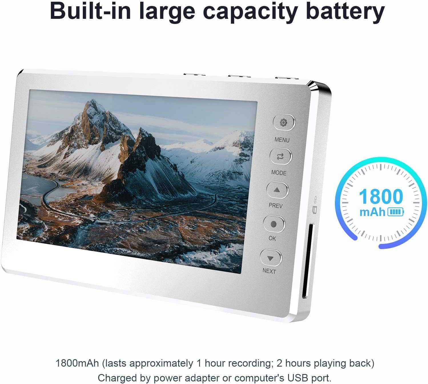 The capture box with an icon indicating an 1800mAh battery capacity.