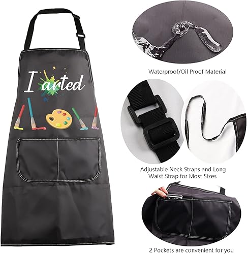 Miniatura 5 de MBMSO Delantal de artista de pintura, delantal artístico, regalos de pintor, regalos divertidos para profesores, estudiantes, delantal de pintura,