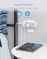 Vista 4 de TESSAN - Extensor de enchufe múltiple, divisor de enchufe de pared con protector de sobrecarga y 5 expandidores de salida eléctrica, adaptador