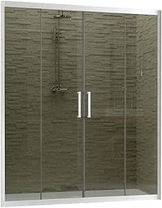 Duschtür in PVC 170 CM H190 Klarglas mod. Star 2 Türen weißes Profil ...