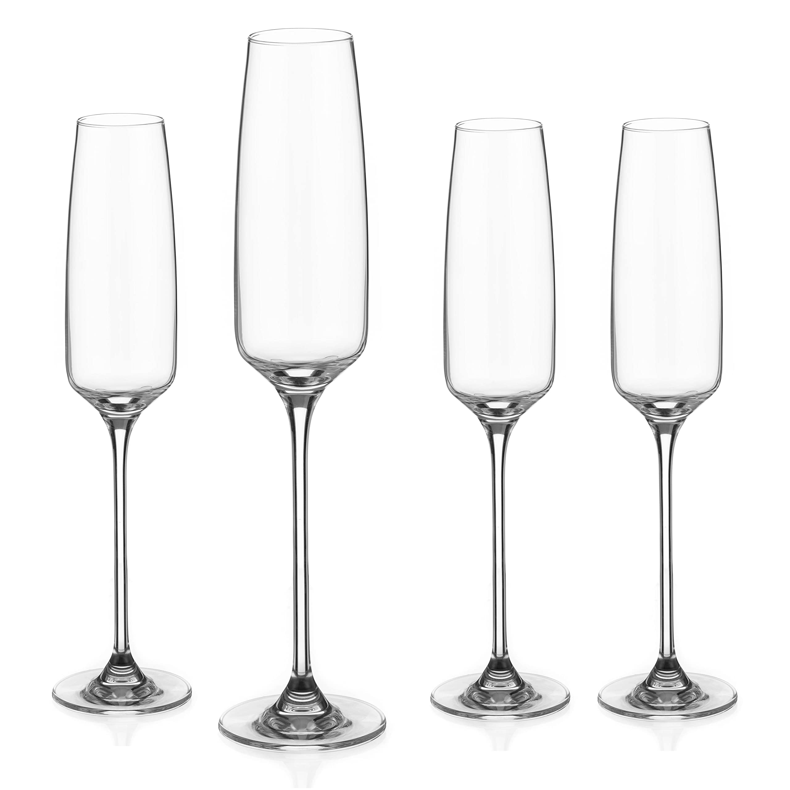DIAMANTE Champagne Flutes Crystal Prosecco Glasses Set of 4 - ‘Hollywood’ Collection Undecorated Crystal - Set of 4