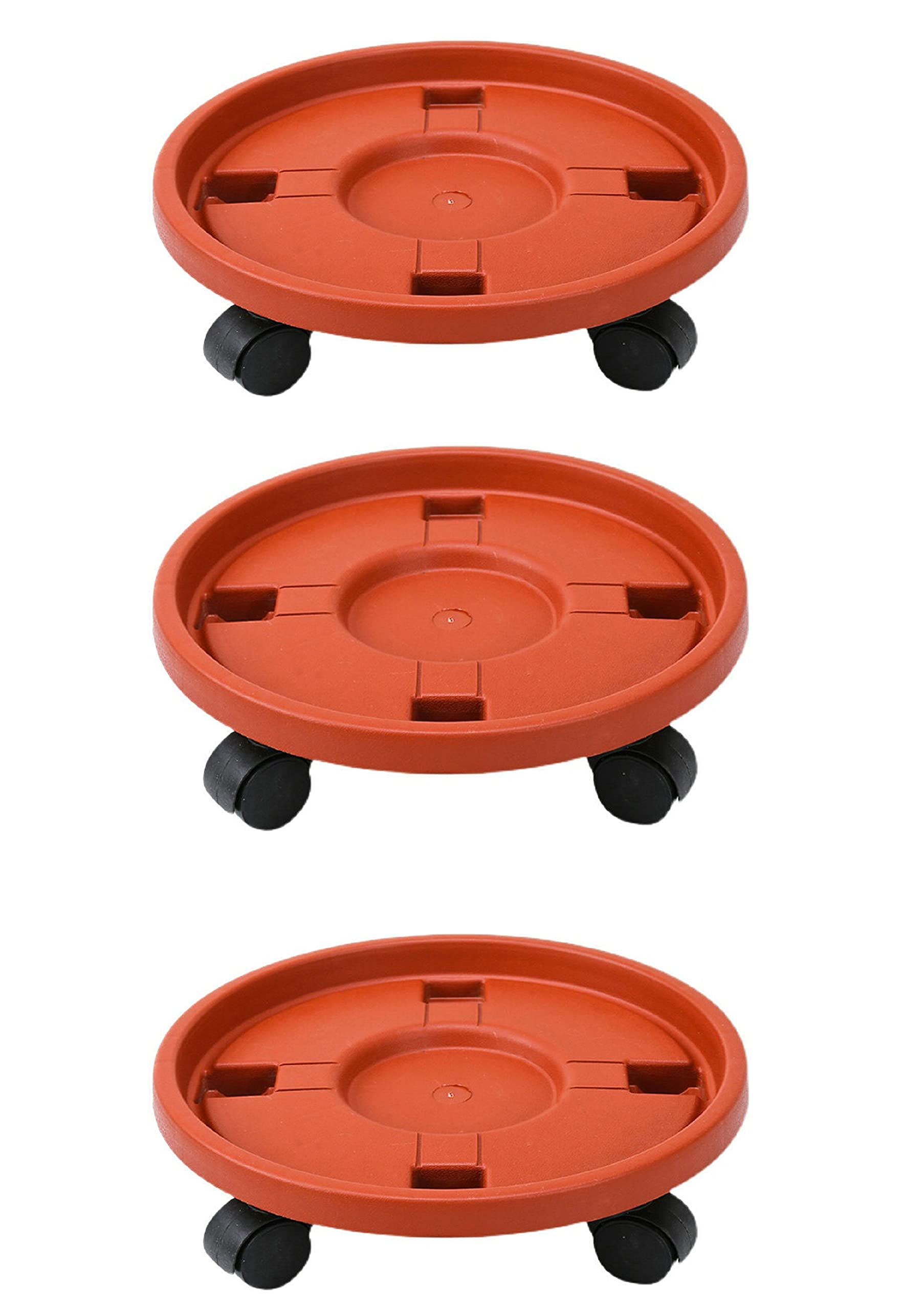 Pflanzentrolleys mit Rädern, robuster, rostfreier Caddy mit 12-Zoll-Rollständer, 3-teiligen runden Rollen, beweglicher Blumentopfpalette für drinnen und draußen, Topfpflanzen