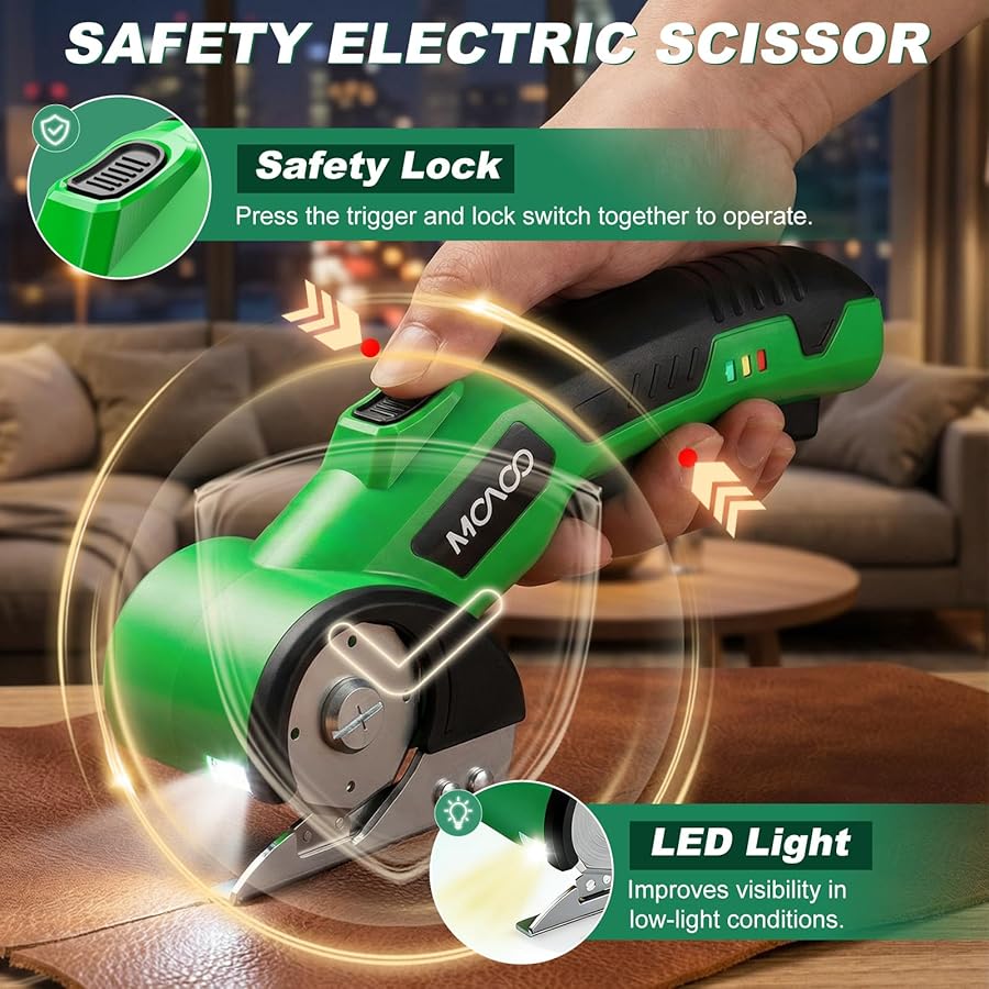 Cardboard Cutter, Rechargeable Cordless Electric Scissors, Upgrade 4V Electric Box Cutter with 2 Blades, Safety Lock & LED Light, Powerful Cutting for Cardboard Box, Plastic, Leather, Fabric - image 4