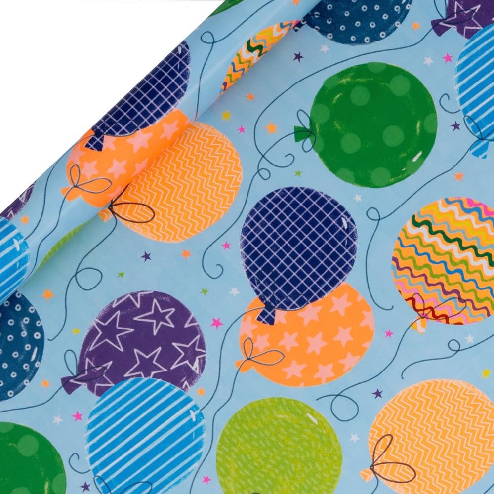 Glick - Big Balloons Blue Wrapping Paper Roll, for Birthdays and Other Celebrations, Gift Wrapping, Arts & Crafts, 4 metres x 70 cm, Blue