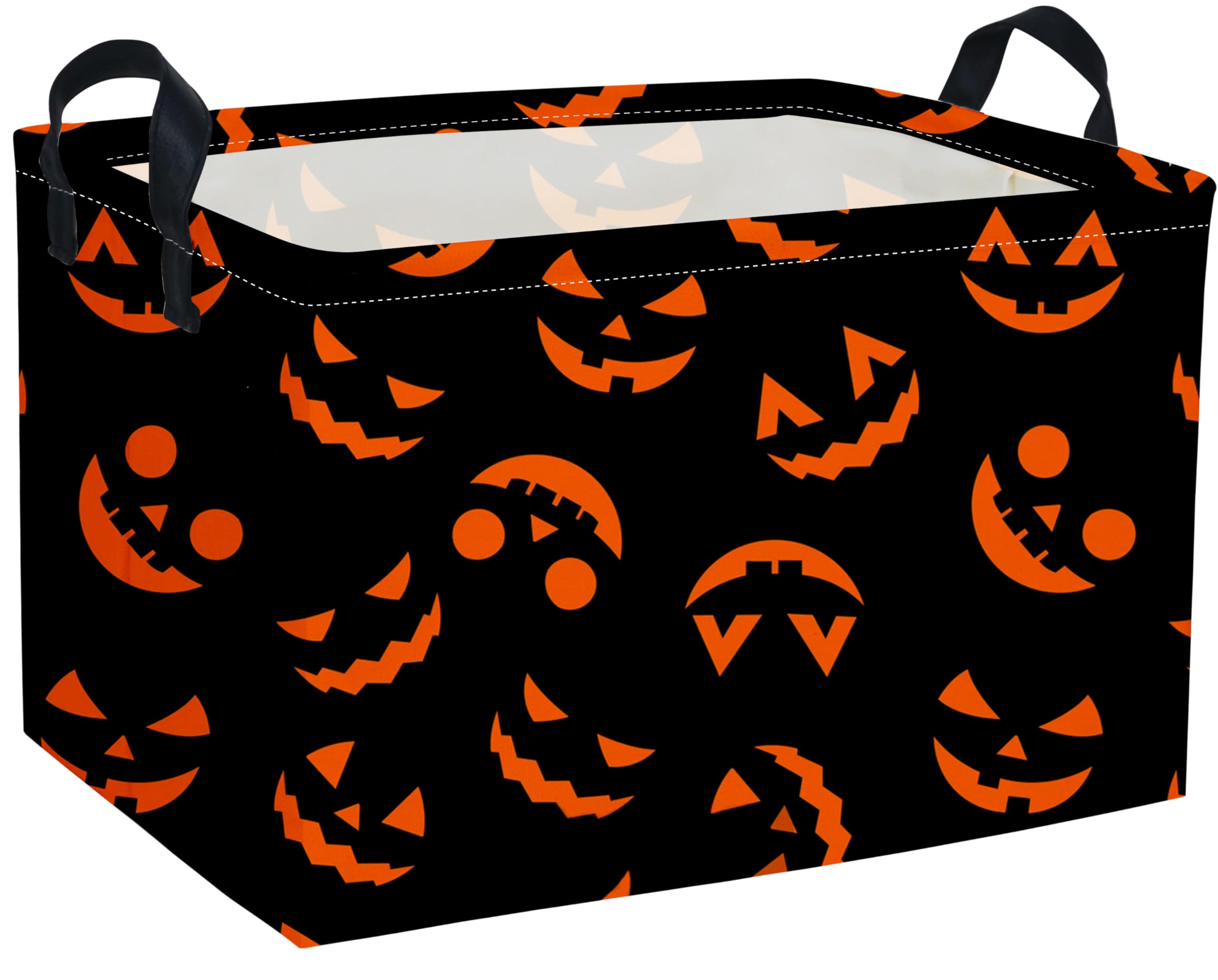 Essme Rectangular Halloween Basket,Kids Baskets Empty with Handles for Kids Halloweens Room Decor,Boys and Girls,Candy Basket（Funny face）