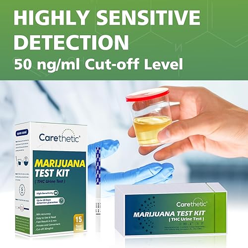 Miniatura 3 de Kit de prueba de marihuana (prueba de orina THC) - 15 tiras envueltas individualmente - Pruebas de THC para el hogar