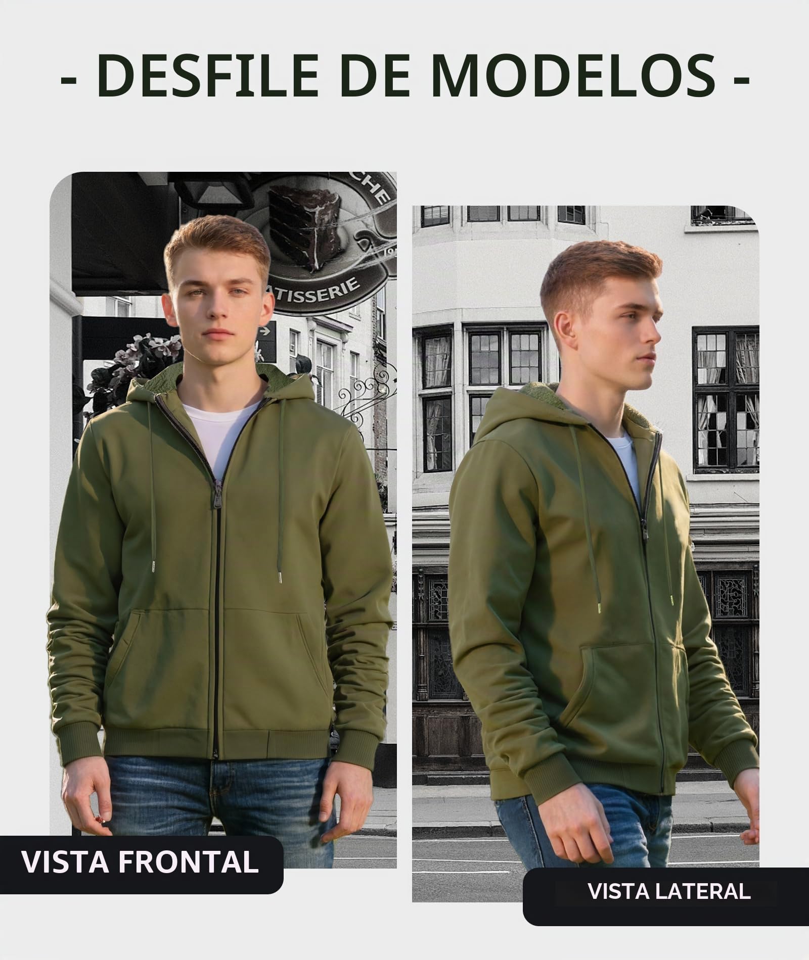 SwissWell Sudadera con Capucha Hombre Forro Polar Chaqueta de Invierno Cálido Sudaderas Hombre con Cremallera Hoodie con Bolsillos