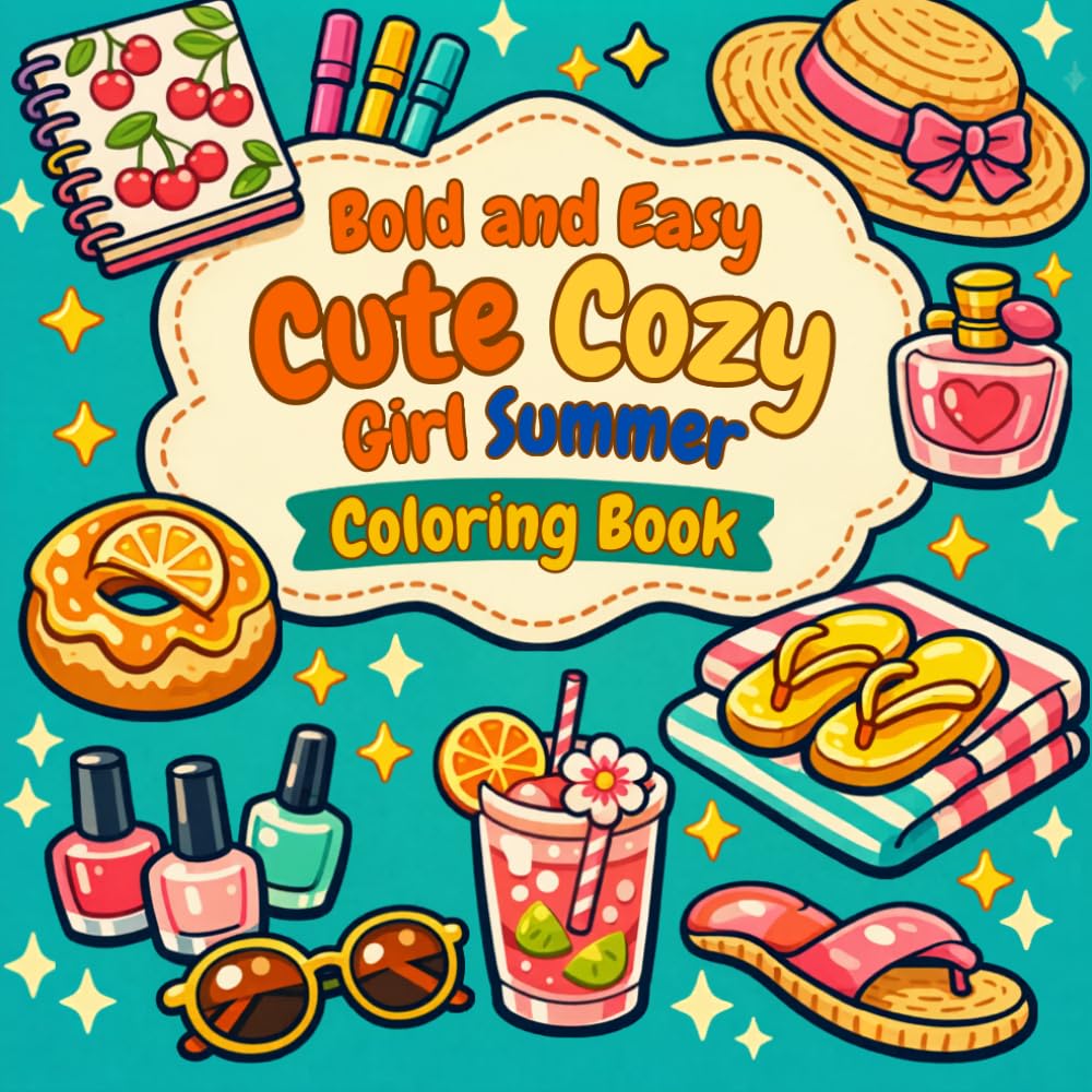 Bold and Easy Cute Cozy Girl Summer Coloring Book for Adults & Teens: A Relaxing Cute Summer-Themed Coloring Book Featuring Cozy Lifestyle, Self-Care, Fashion, and Aesthetic Vibes