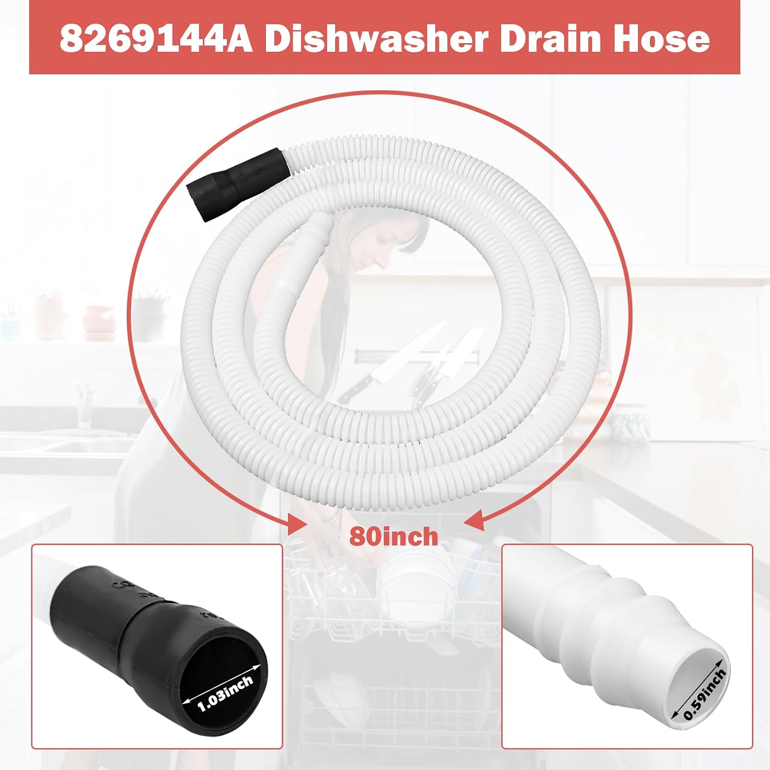 8269144A Dishwasher Drain Hose Extension Compatible with Kenmore Whirlpool