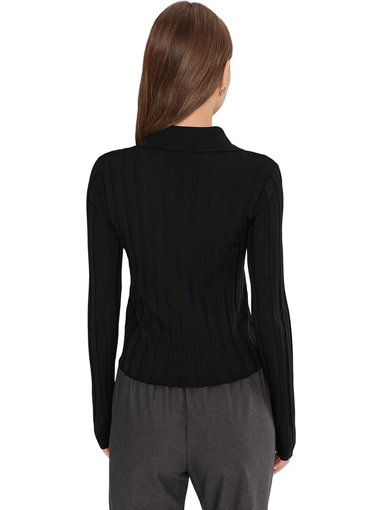 Black Madewell Merino Silk Wide Rib Abby Polo