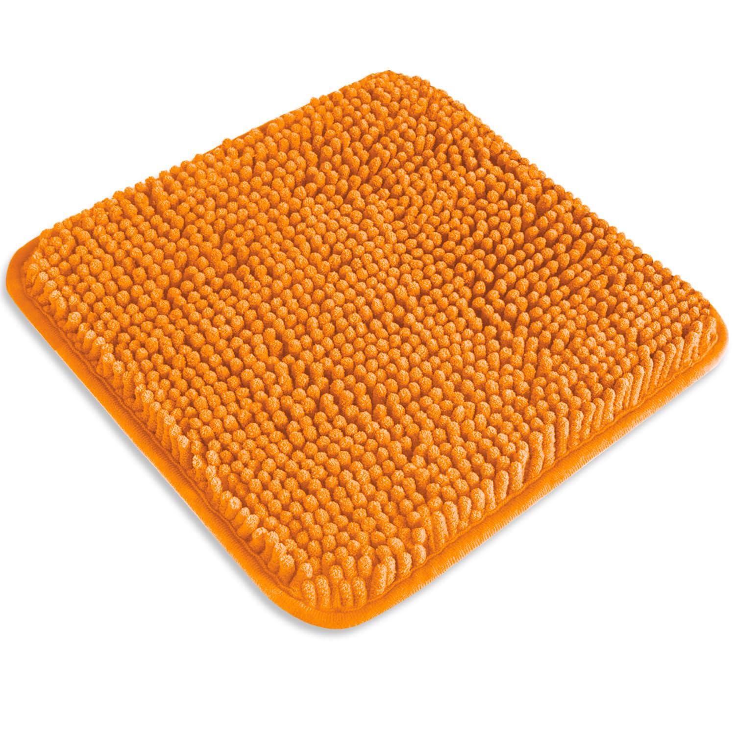 PureSwan Small Bathroom Rug 12"x12" – Washable and Absorbent Mini Bath Mat, Non Slip, Thick Soft Chenille Bath Rugs for Bathroom, Shower, Locker Rug(Flame Orange) — image 1