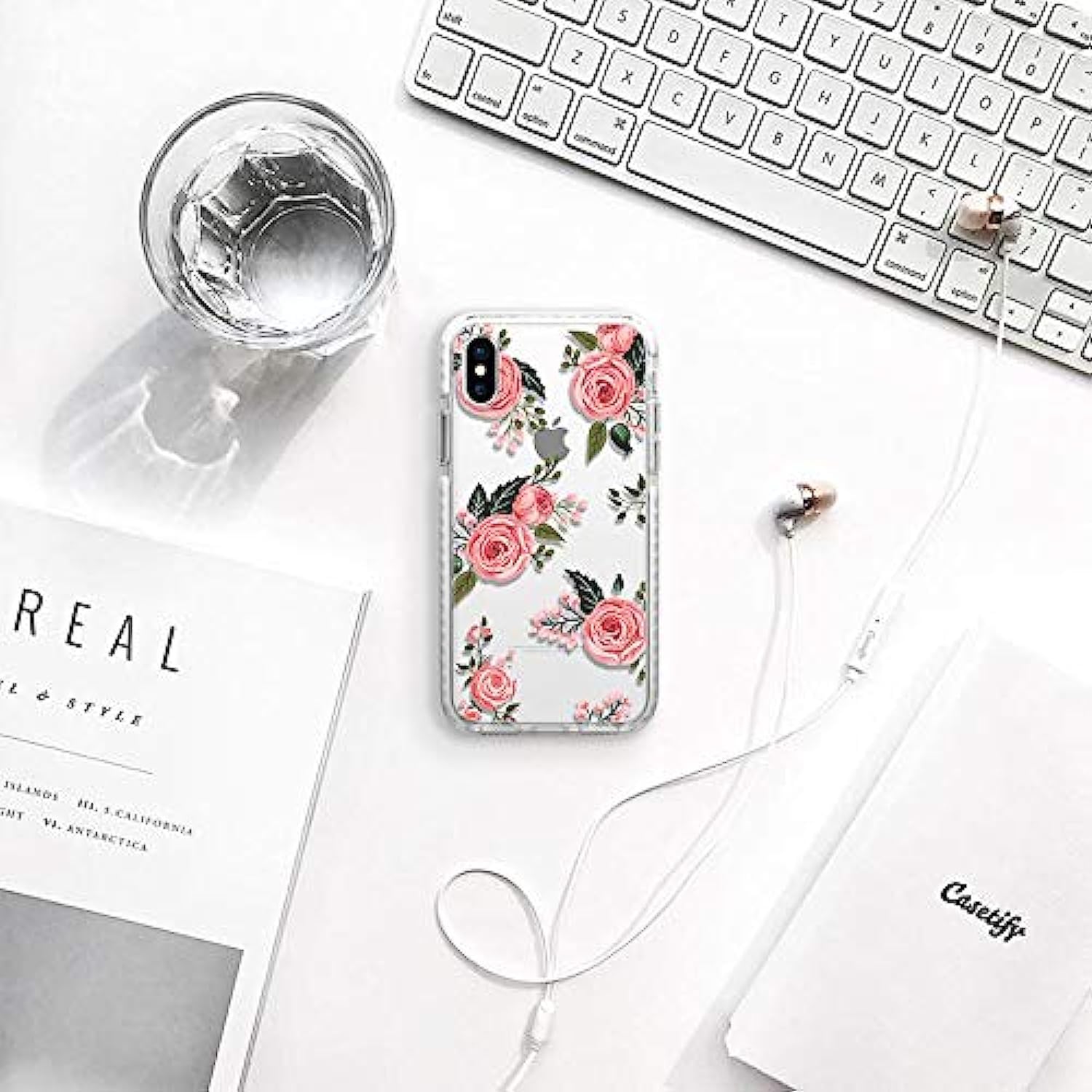 iPhone XS/X Case - Drop Protection Cover, Anti-Scratch and Dent, Wireless Charging Compatible - Pink Roses