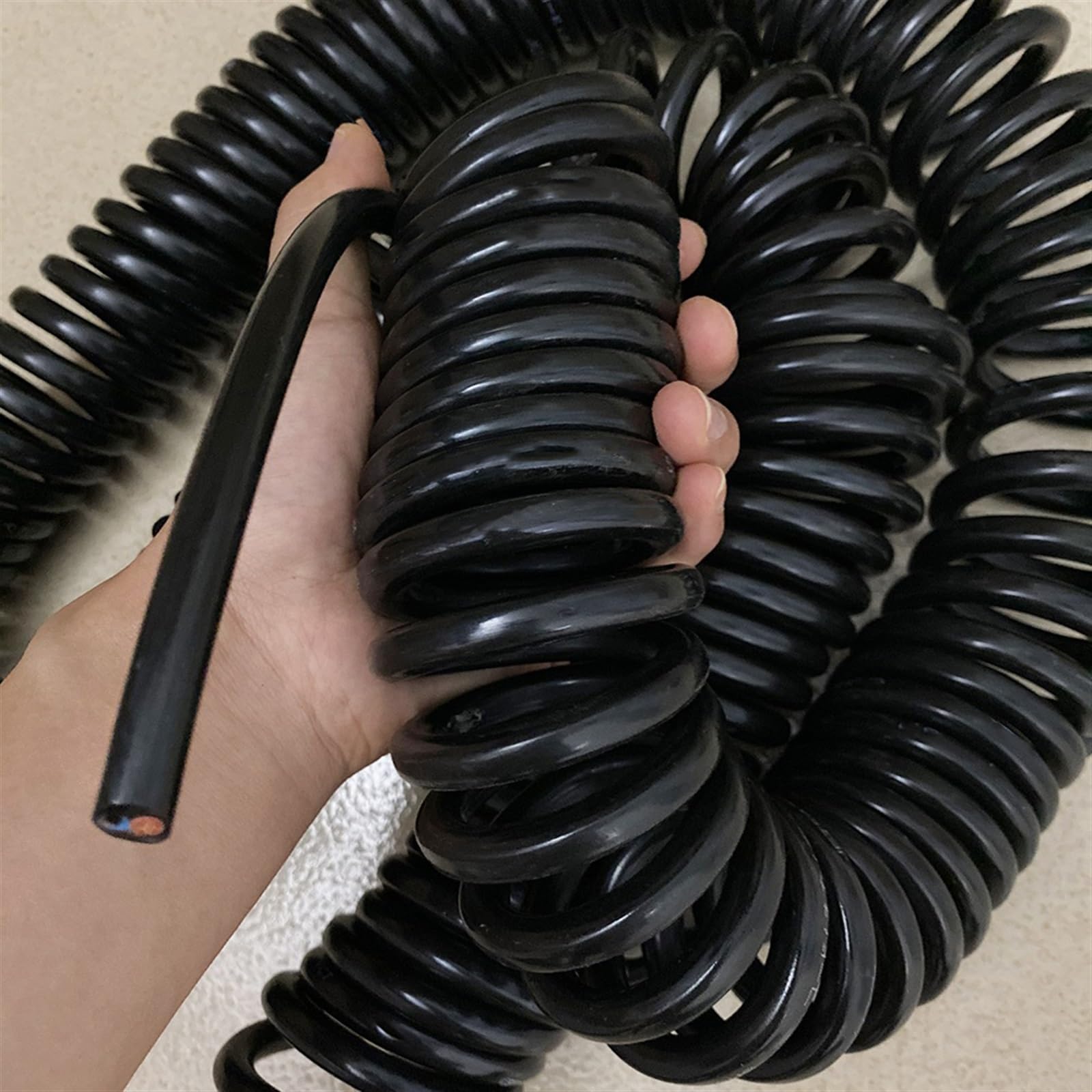 Cable espiral telescópico 3 núcleos 2,5 mm cuadrados espirales de resorte en espiral 13 AWG alambre de resorte enfundado estiramiento 1 metro 8 metros bobina retráctil (tamaño: estiramiento 6 metros,