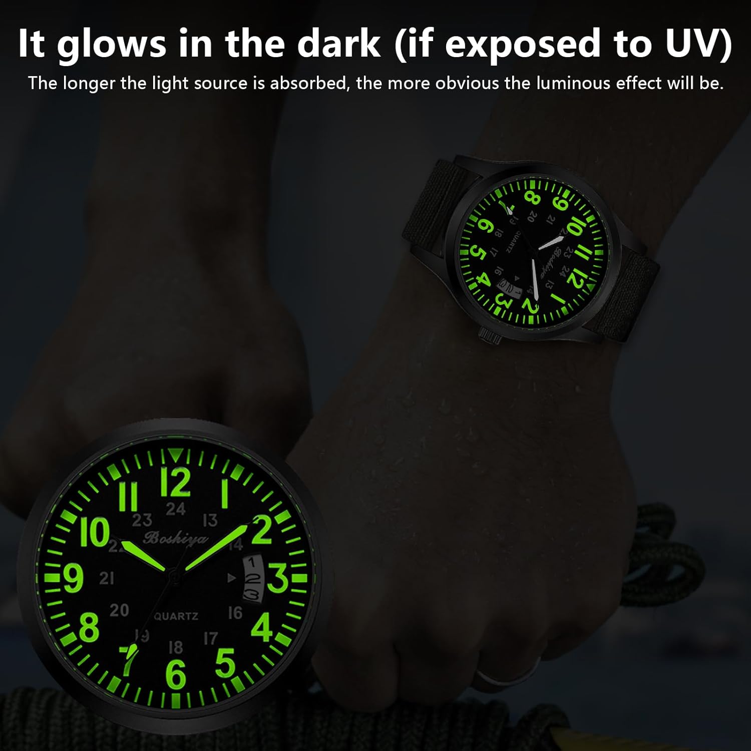 BOSHIYA Men's Watch Analog Quartz Sport Outdoor Men's and Women's Universal Watch Men's Nurse Watch Women's Nurse Medical Professional - Second Hand Light up Easy to Read dial Watch