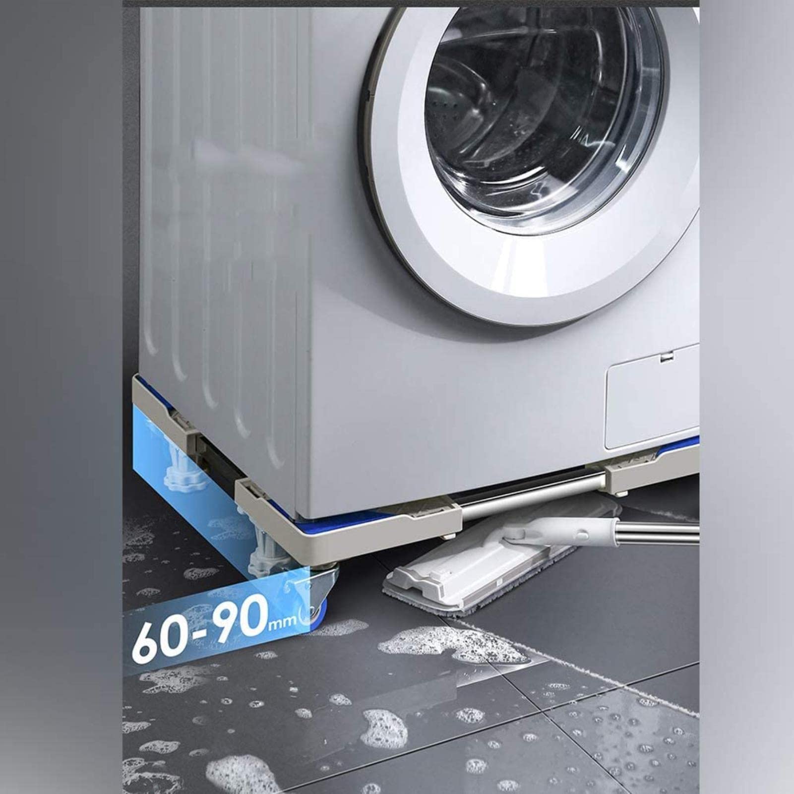 Base LavadoraCarro de Transporte de congelador y frigorífico Ajustable para electrodomésticos Longitud/Ancho 40-68 cm Base de Lavadora antivibración Soportes para Lavadora y Secadora Alfombr
