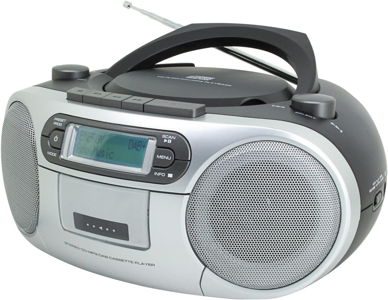 soundmaster SCD7900 FM / DAB / DAB+ Digital Radio Cassette Tape Player Boombox with CD Player and USB MP3 Playback, Mains or Battery Powered