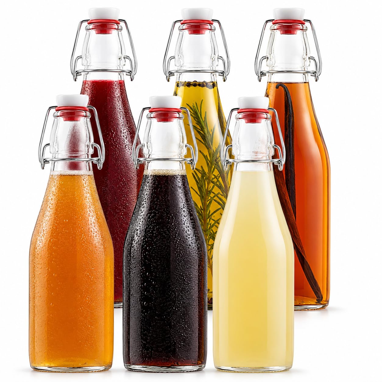 kaphno❗️ Amazon.com: Estilo Set of 6 Swing Top Glass Bottles, 8.5 oz Clear