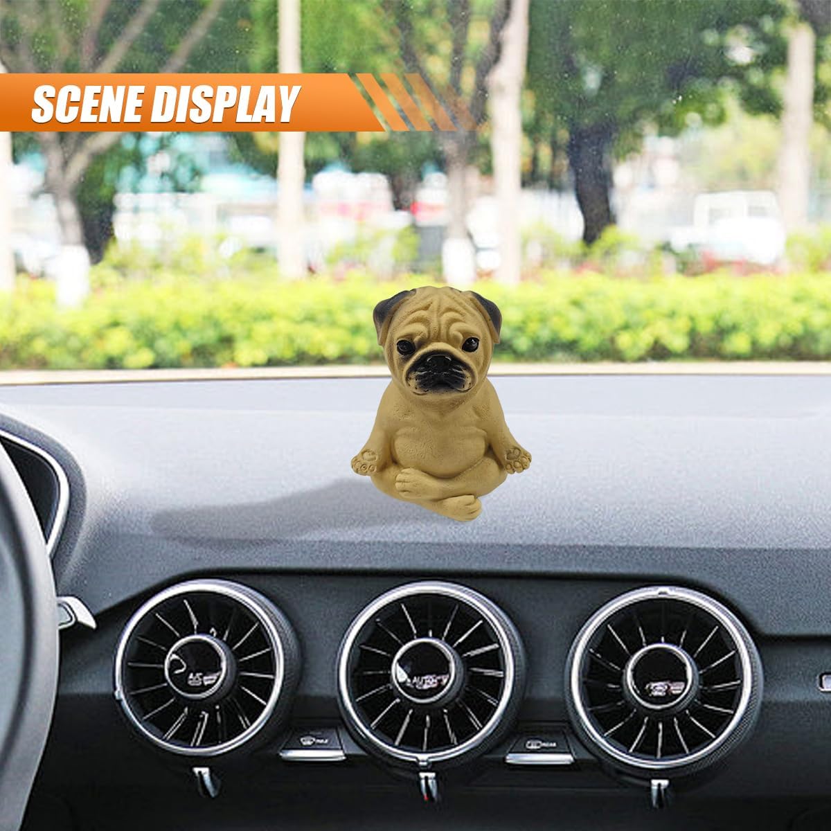 Meditating Bulldog Pug Dog Figurine Car Dash Ornament – Cute Resin Zen Yoga Dog Statue for Car Dashboard&Center Console Decoration – Auto Interior Ornament for Home Office Desktop (C Style) image 3
