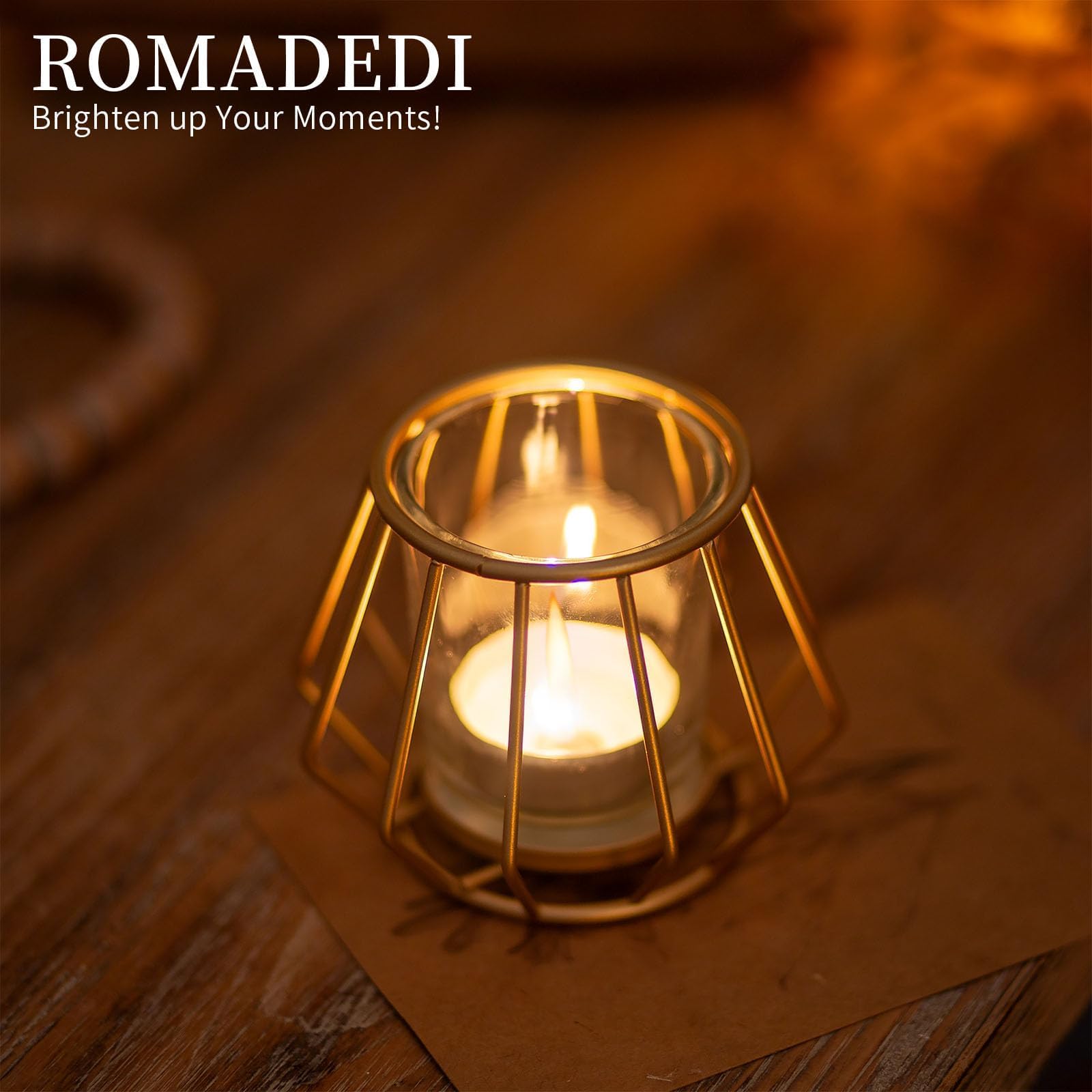 Lot de 12 photophores géométriques en métal pour table de mariage avec verres pour café, décoration de chambre, fête de mariage, anniversaire, doré