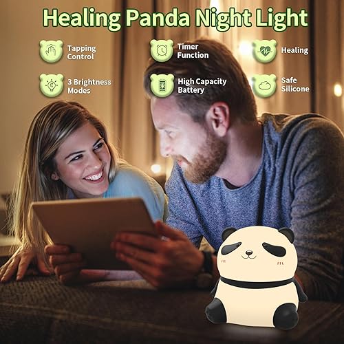 Miniatura 3 de Luz nocturna de panda, luz blanda para niños, luz LED de noche para habitación de niños, 3 niveles regulables, luces nocturnas para lactancia