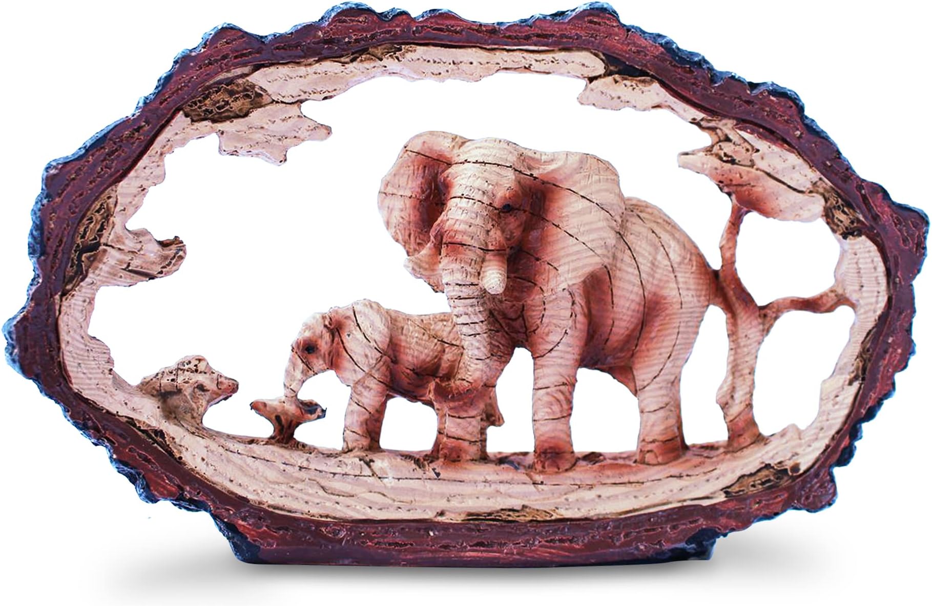 Purity Style Wooden Elephant Ornament Carved Walking (Large 22cm