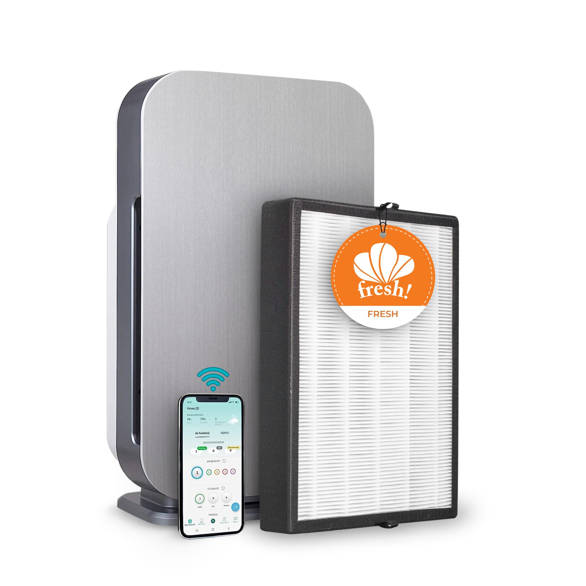 Alen Air Purifier BreatheSmart 45i HEPA w/ Fresh Filter for Rooms up to 1600 SqFt - Perfect for Bedrooms - Captures Allergens & Mold + Odors & Smoke
