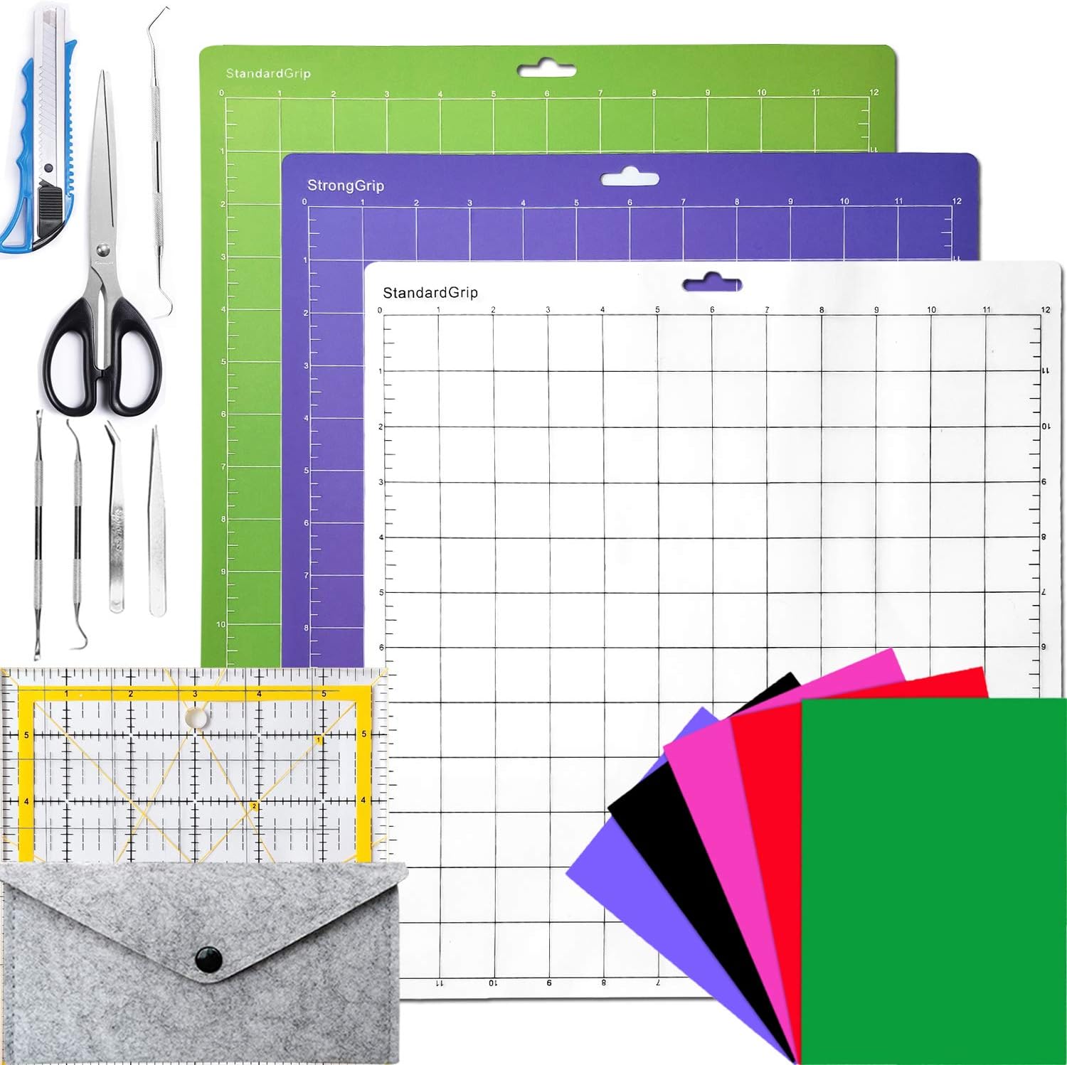 Arshvyl 17 Pieces 12"x12" Grip Cutting Mats For Cricut Maker/Explore