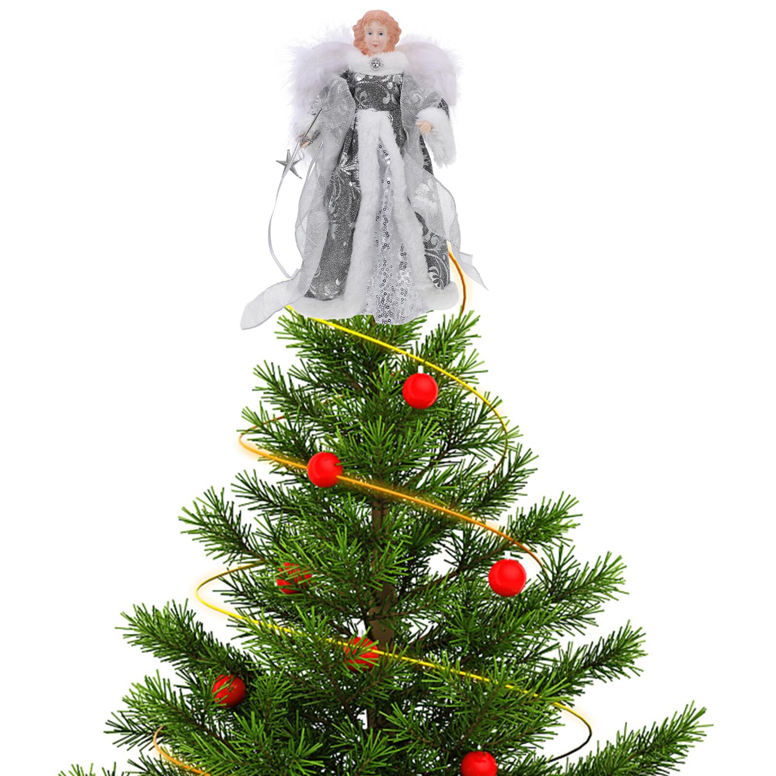 Weihnachtsbaumspitze Engel Cartoon Stil Weihnachtsskulptur Engelsdeko für Baumspitze Tischdekoration Heimdekoration