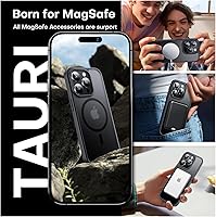 Vista 182 de TAURI Funda magnética 2 en 1 transparente para iPhone 14 Pro, compatible con Magsafe [no amarillenta] con protector de pantalla, protección de grado