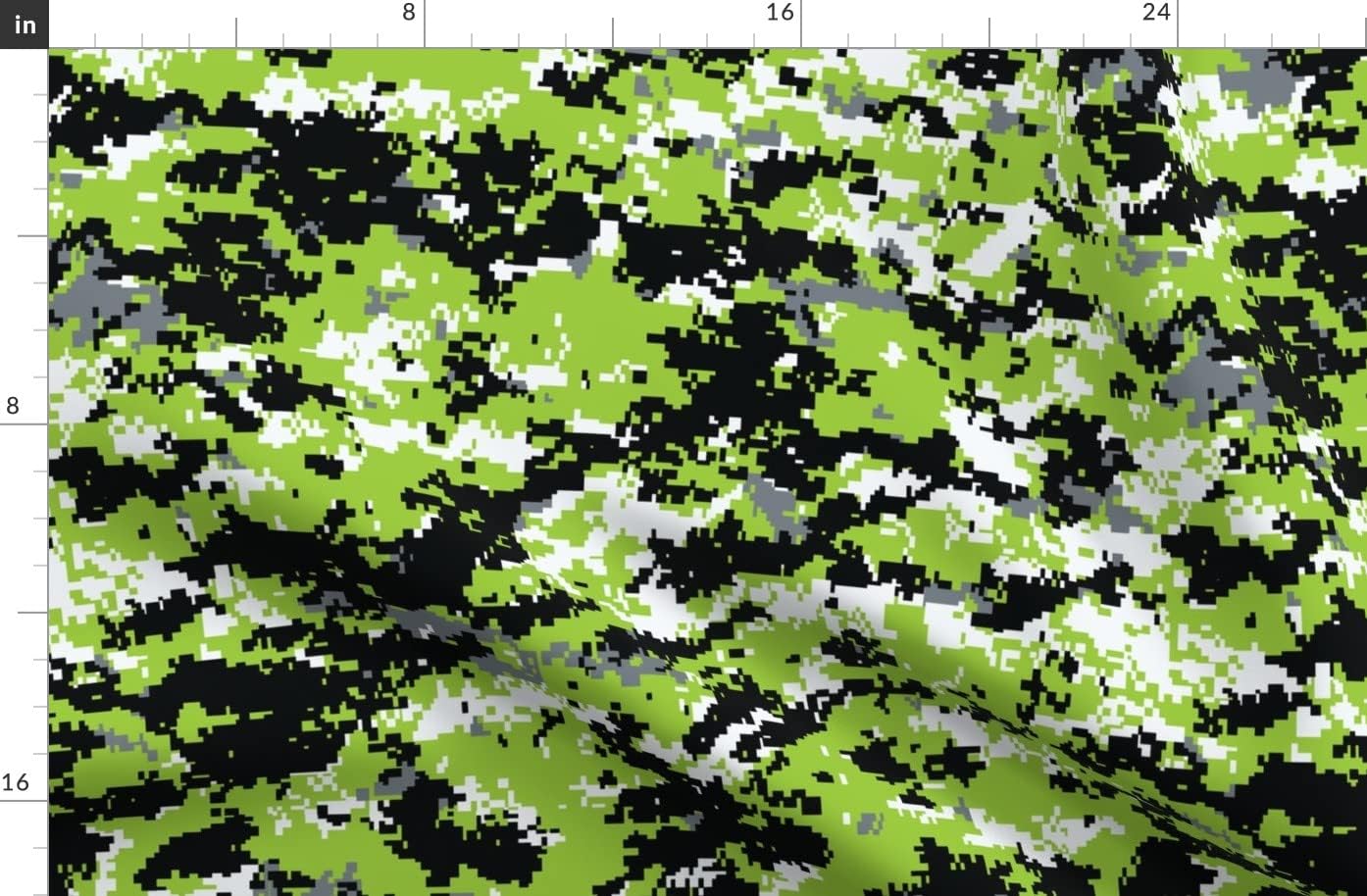 Spoonflower Fabric - Zombie Green Digital Camo Neon Printed on Organic Cotton Sateen Fabric by The Yard - Sewing Quilting Apparel Home Decor