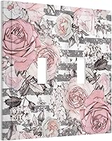 Vista 117 de Puerta de castillo de madera de mediados de siglo, estilo griego, cubierta de interruptor de luz de palanca individual, placa decorativa de pared