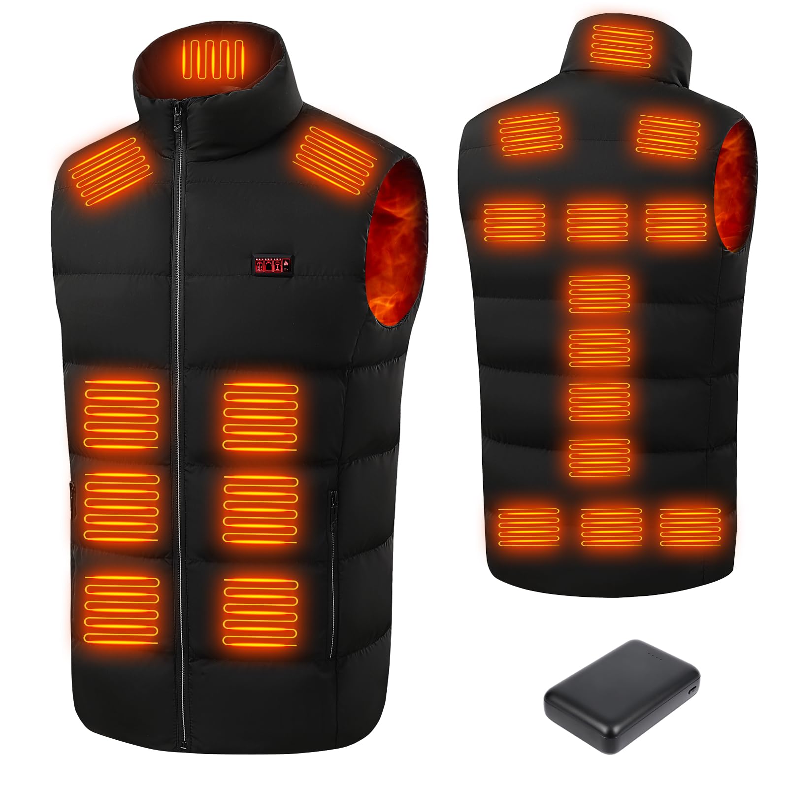 GuKKK Chaleco Calefactable para Mujeres Hombres, Chaleco Térmico Ajustable con Bateria Recargable de 10000mAh, Carga Chaqueta Calefactora con 3 Ajustes de Temperatura,21 Zonas de Calentamiento