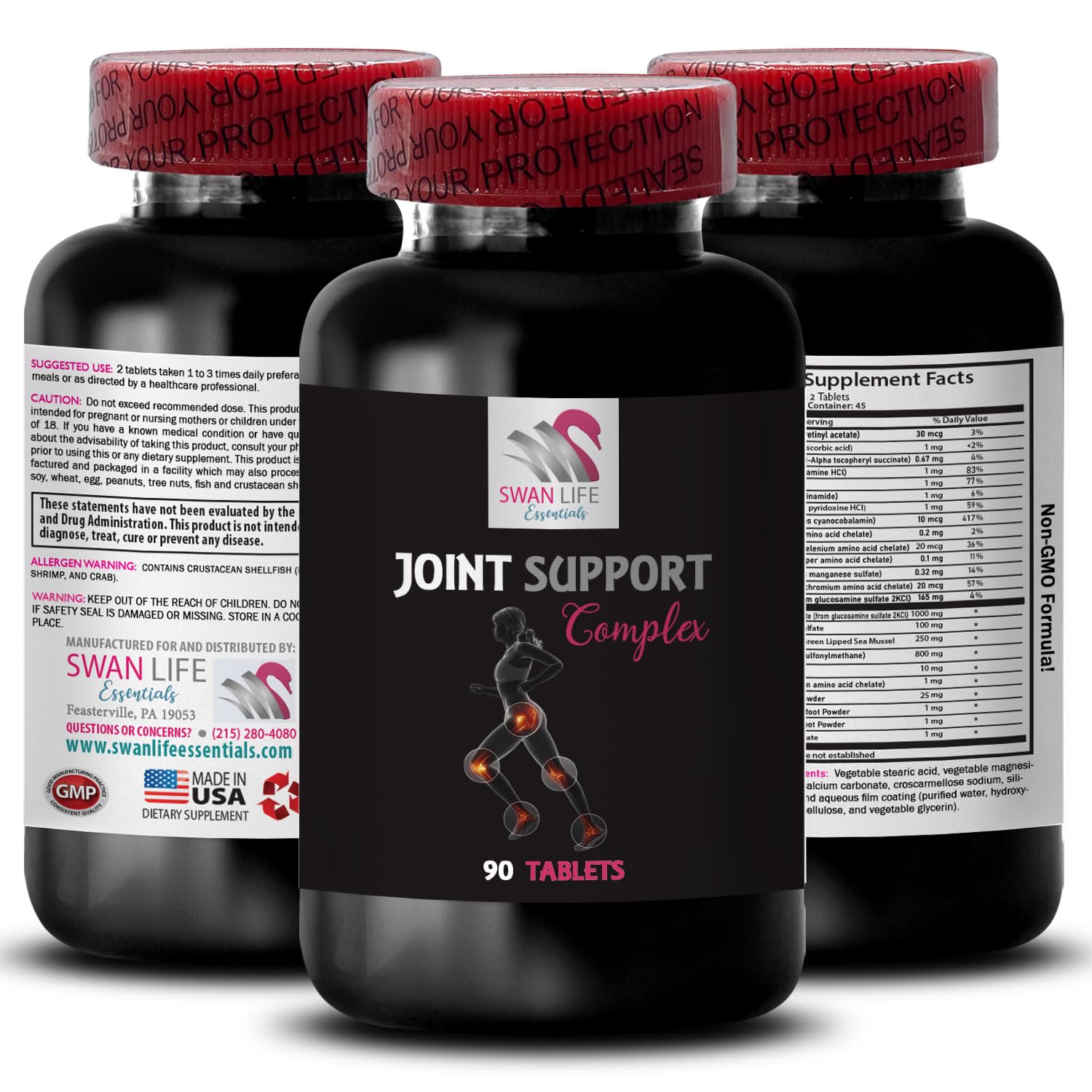 Flexibility Powder - JOINT SUPPORT COMPLEX - Glucosamine &amp; Chondroitin Blend, MSM Supplement Powder, Boron Enriched Formula, Flexibility Booster, Joint Enhancement Formula 1 Bottle 90 Tablets