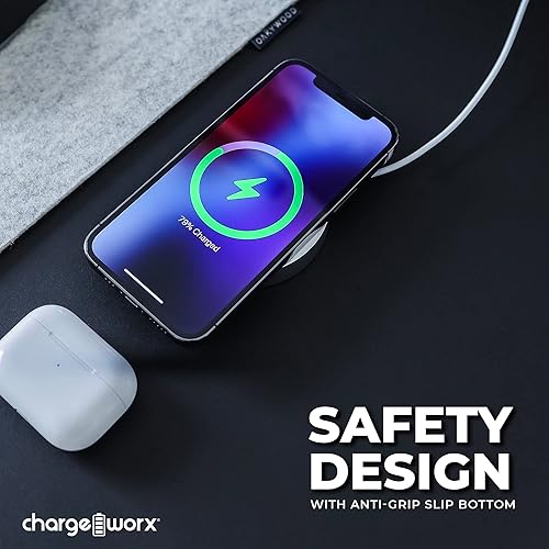 Miniatura 8 de Chargeworx Estación de carga inalámbrica magnética: cargador rápido de 15 W para iPhone 14/13/12 | incluye cable de alimentación de 3 pies y puerto