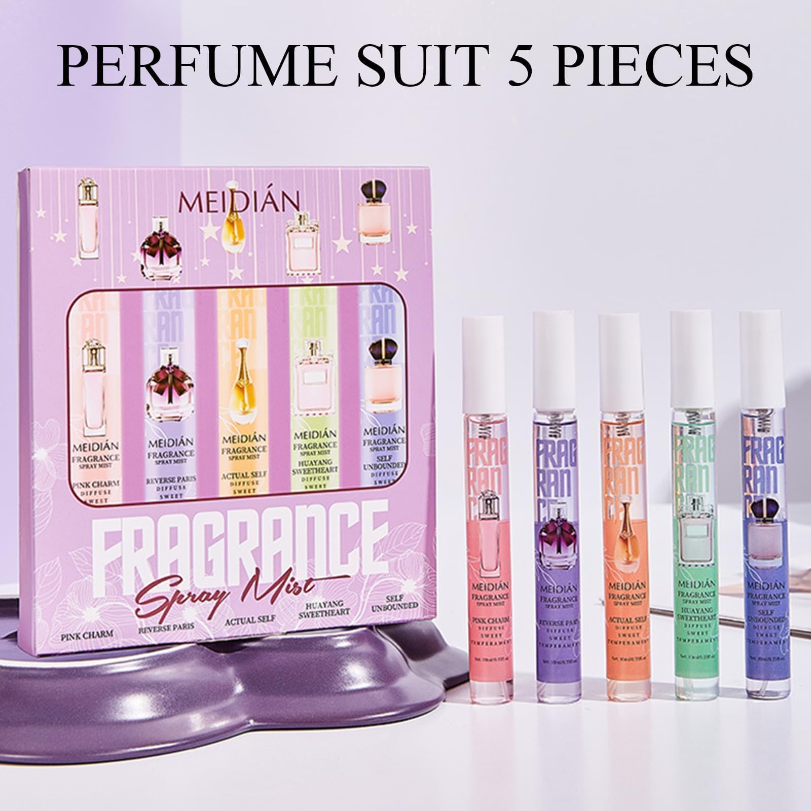 Mini Mist Coffret Cadeau Brume Corporelle Parfumée Pour Femme,Parfum Brume Cheveux et Corps Parfum floral frais(5x10ml)