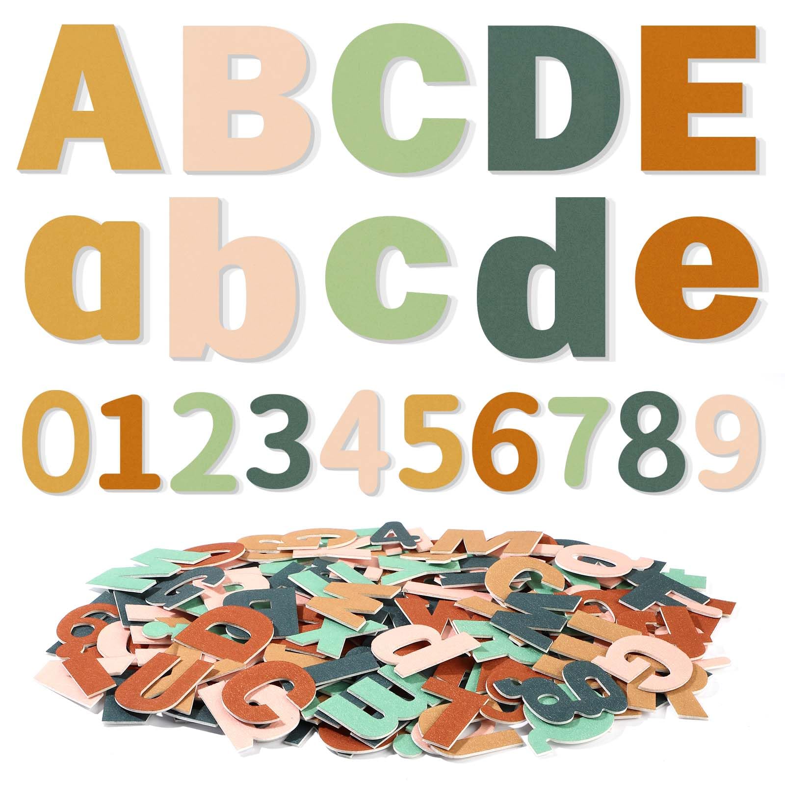 Breling 310 Pieces Felt Letter Bulletin Board Letters Sticker with Number 2" Bulk Self Adhesive ABC Upper Lowercase Sticky Letter for Xmas Gift