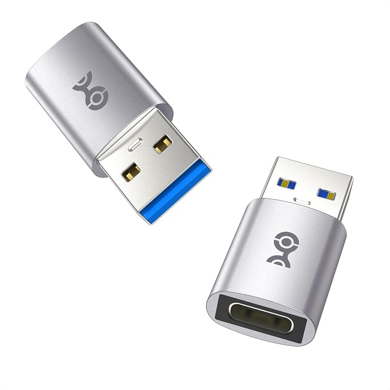 2-Pack 10Gbps USB to USB C Adapter, USBA Male to USBC Female | Fast Charging Max 5V/3A, High-Speed Data Transfer, Reversible USB-C Port, for iPhone 17/16, iPad Pro, Galaxy S23