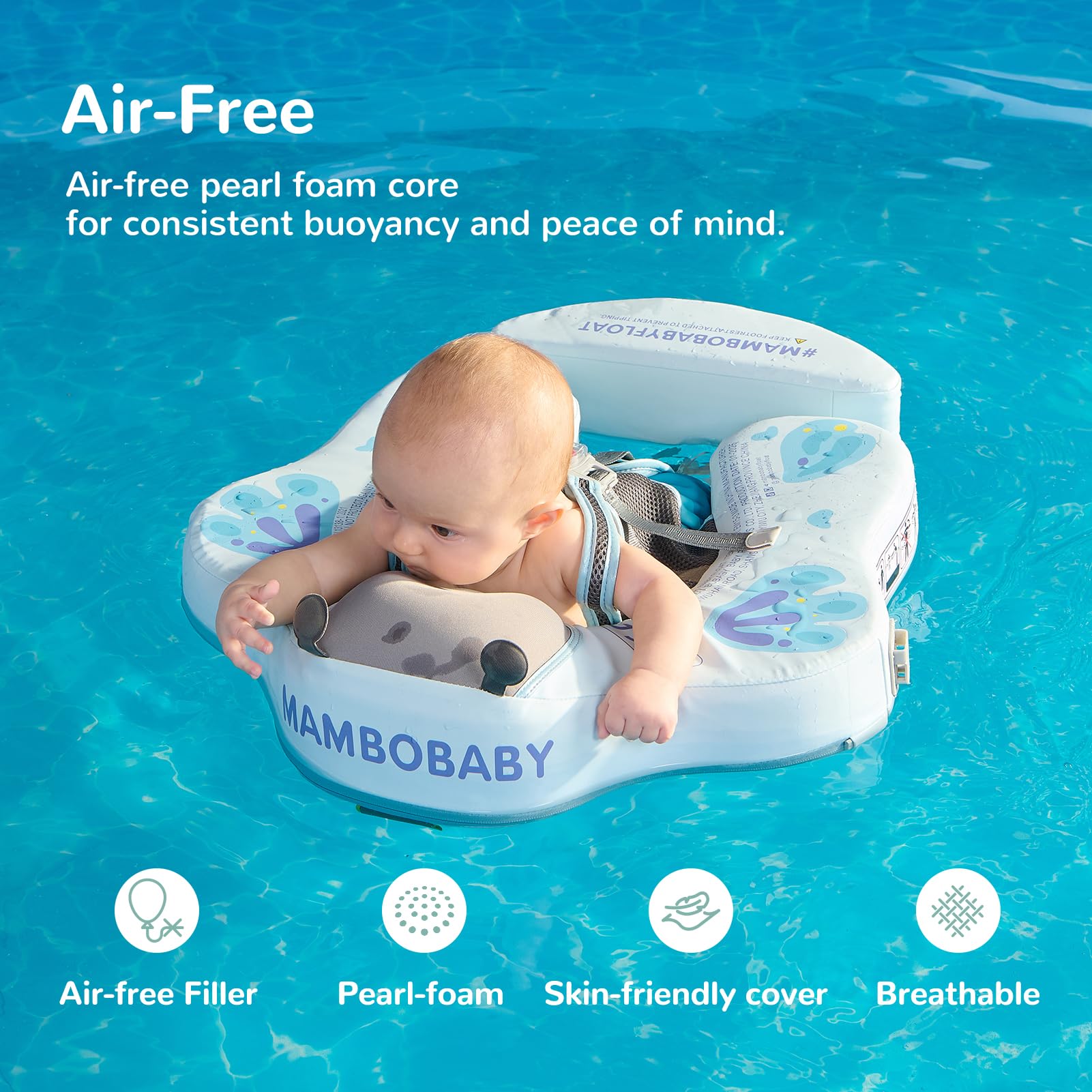 HECCEI Flotador Bebe Mambobaby No Inflable Duradero y Respetuoso con la Piel Baby Swimming Float, Anillo de Natación para Piscina Playa Flotador para Bebés de 3 a 24 Meses