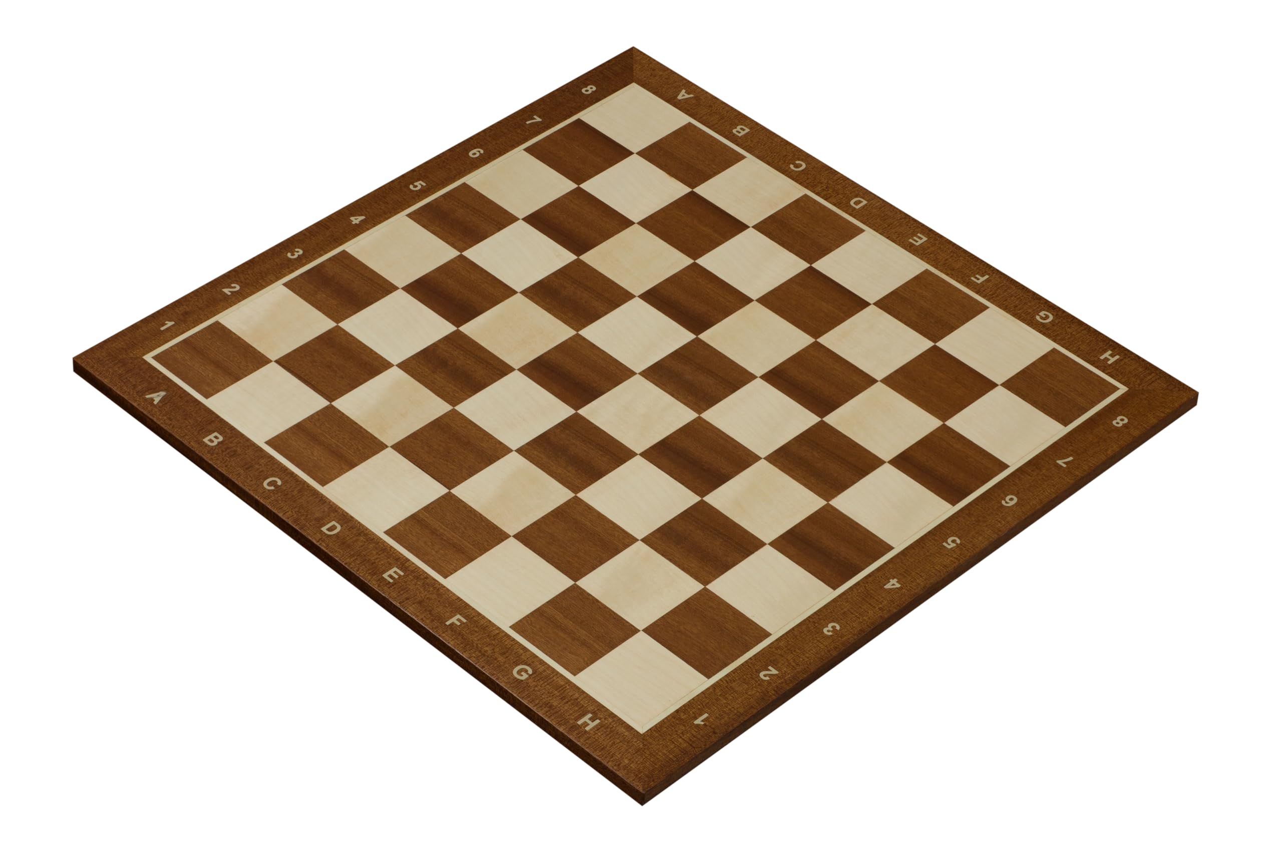 Sunrise Chess Schachbrett Nr. 5 Mit Beschreibung Mahagoni/Bergahorn Intarsien Turnier-Vorstand Elegantes Design Geschenkidee Ideal für mittlere Figuren Feldmaße: 50 mm
