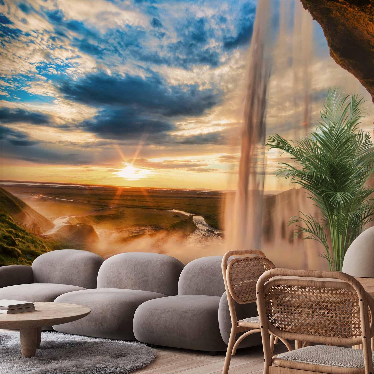 artgeist Wall Mural Waterfall 154x110 in - Peel and Stick Self-Adhesive Wallpaper Removable Large Sticker Foil Wall Decor Print Design Mural Landscape Nature Stream c-B-10004-a-a