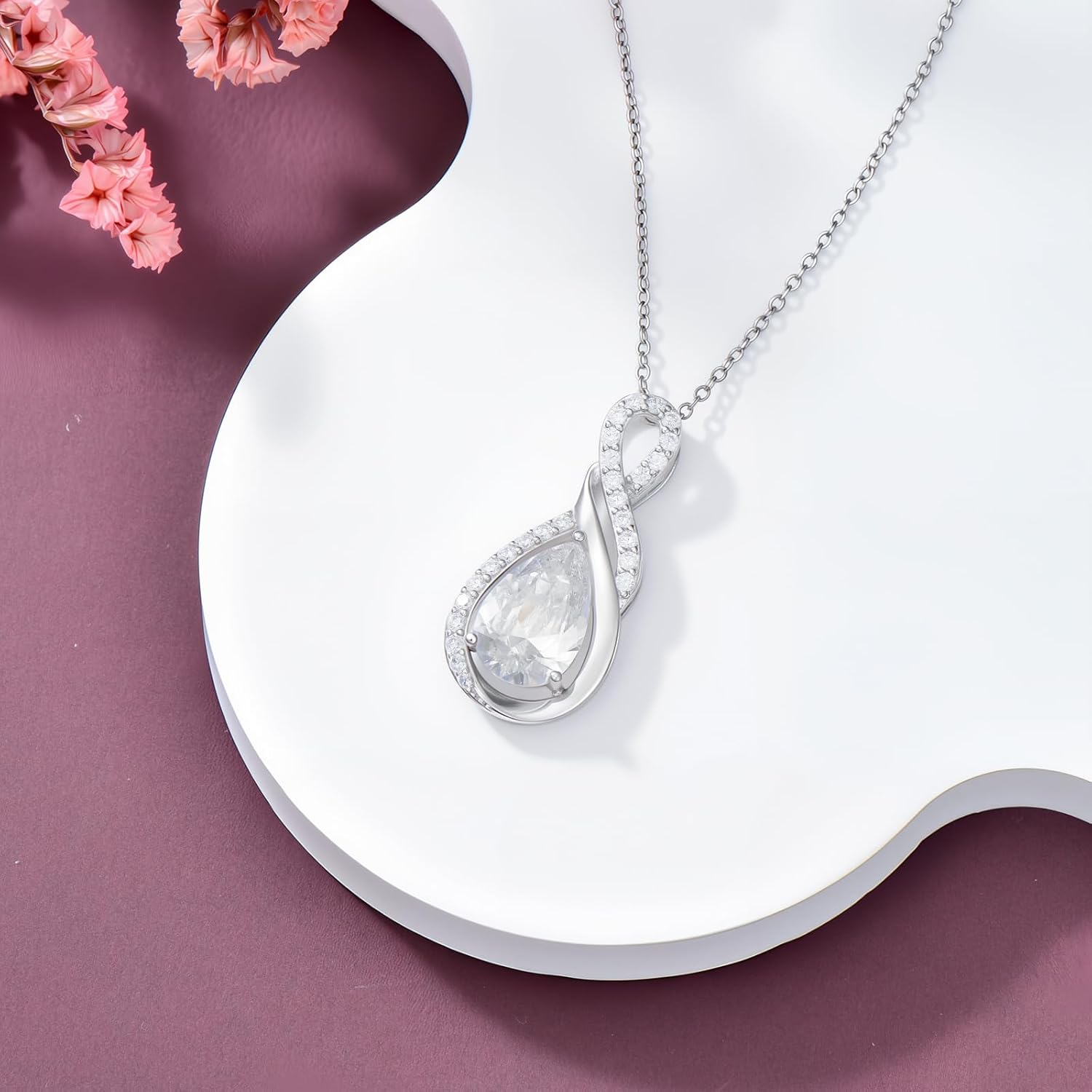 925 Sterling Silver Infinity Pendant Necklace for Women Ladies Jewelry Gifts - Image 3