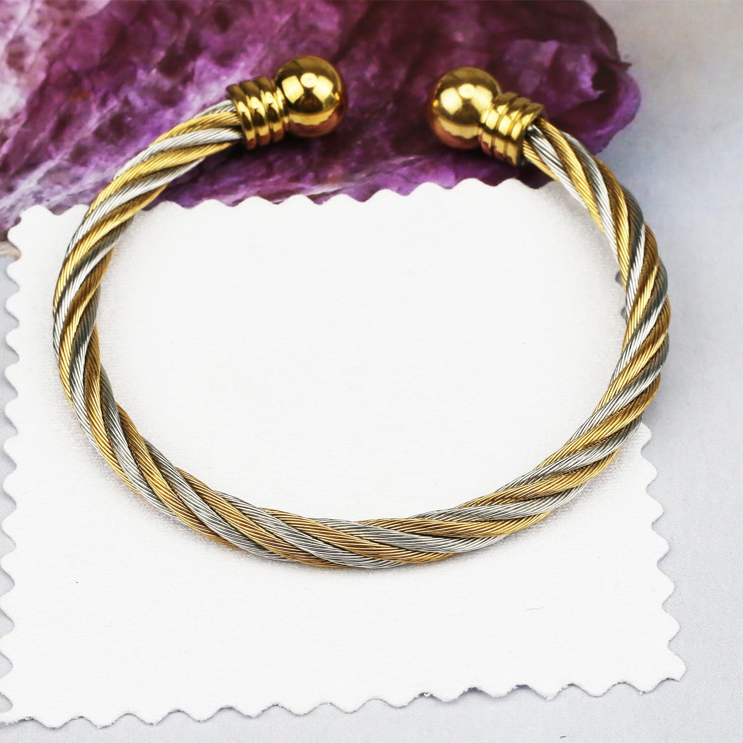 Bracelets Women Twisted Cable Cuff Bangle Designer Inspired with Stainless Steel Jewelry - Image 5