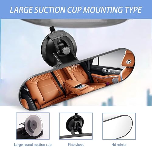 Miniatura 4 de Ajxn Pack-1 espejo retrovisor universal para interior de automóvil espejo retrovisor antirreflejos con ventosa espejo retrovisor interior para
