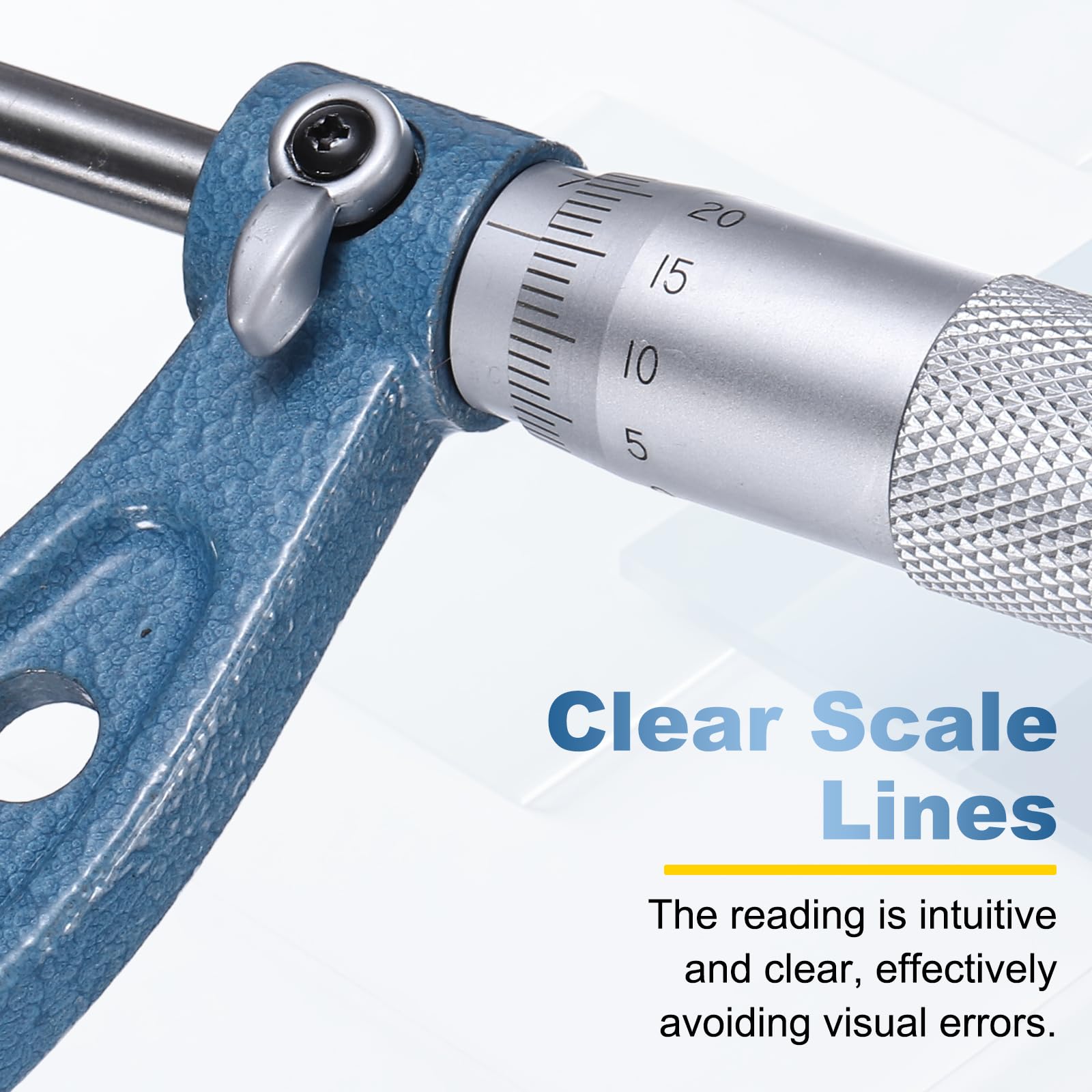 Herramienta de medición de precisión de grado industrial para metal, con rango métrico de 75-100 mm y precisión de +/-0,01 mm, con tope de trinquete, para maquinistas e ingenieros. Color azul.