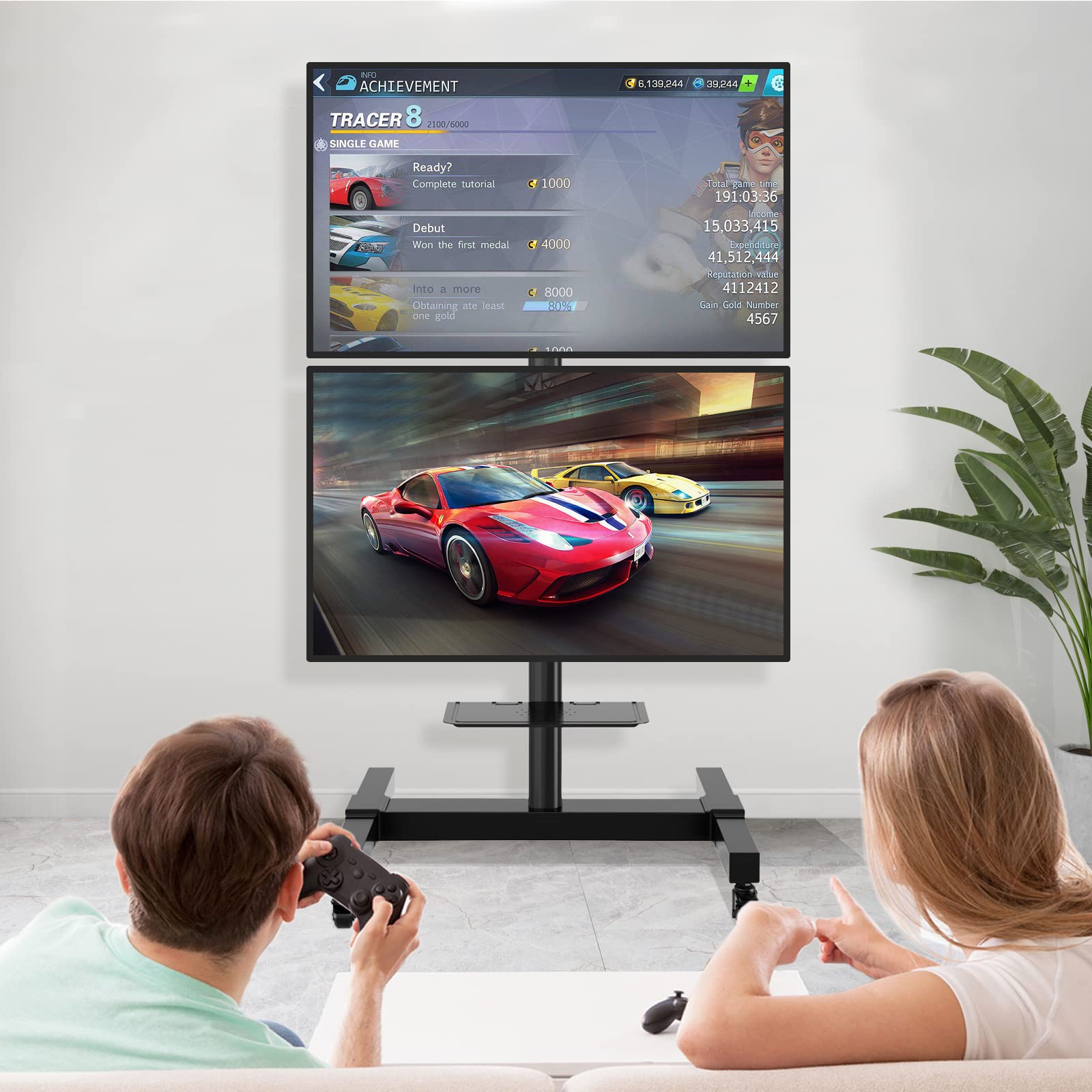 Amazon.co.jp: TVON デュアルローリングテレビスタンド 32~65インチの