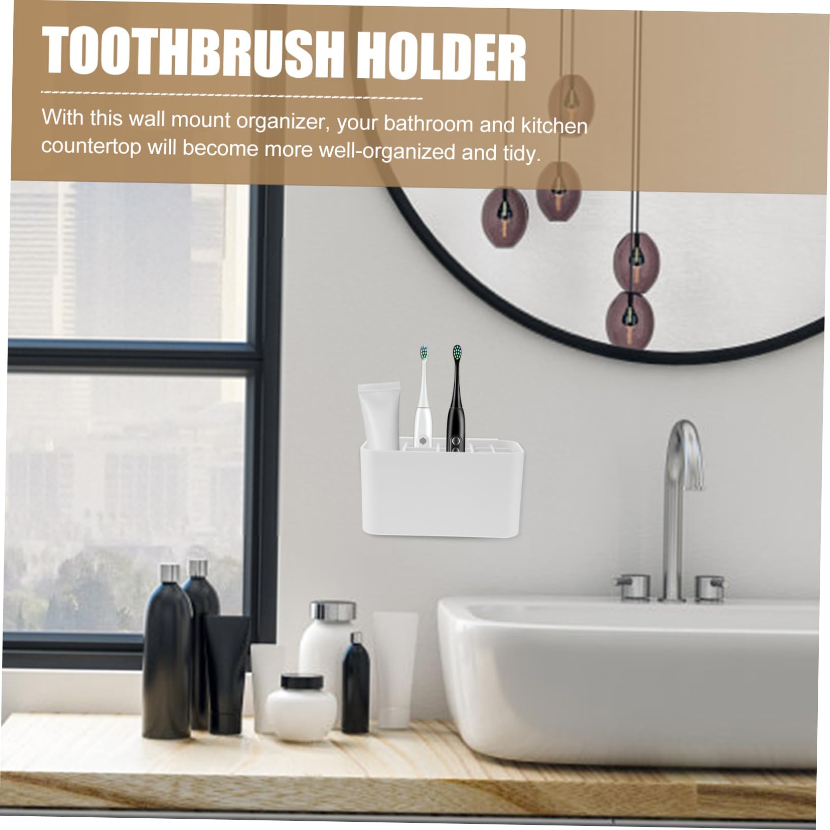ABOOFAN 5 Piezas Soporte de Cepillo de Dientes Pared Organizador de Cepillos Eléctricos con Drenaje Almacenamiento para Baño