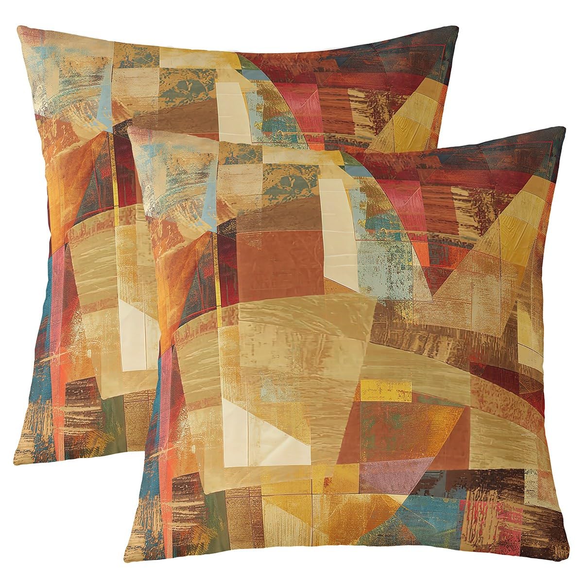 Feelyou Orange Red and Yellow Throw Pillow Covers 18"x18" Set of 2 Kids Geometric Abstract Decorative Pillowcase for Sofa Couch Bed Chair Car Modern