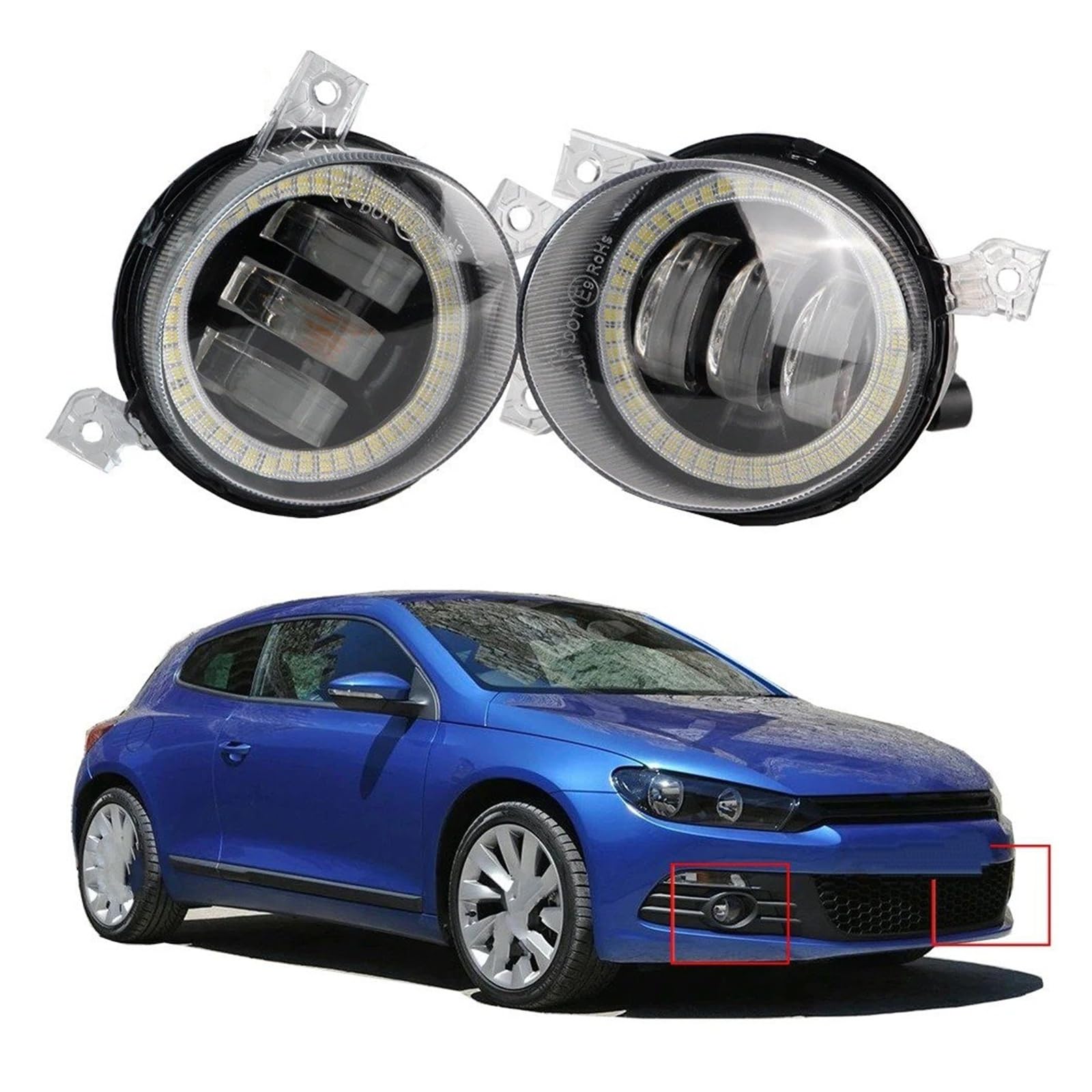 Para VW Para Scirocco 3/III 2008-2014 Canbus Conjunto Lámpara Circulación Diurna Antiniebla Delantera Coche 2 X Luz LED Ojo Ángel DRL Faro Antiniebla