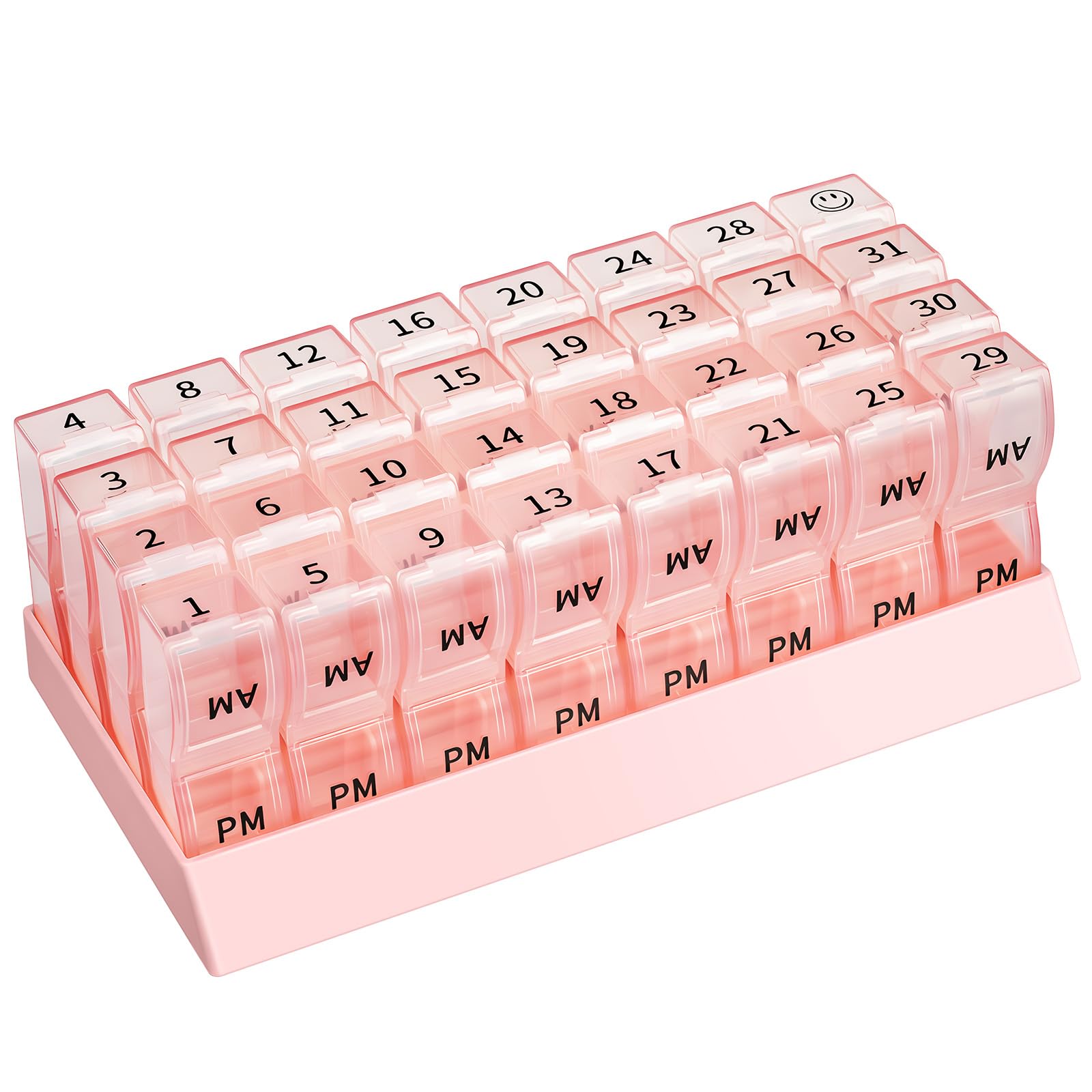 Photo 1 of Monthly Pill Organizer 2 Times a Day, one Month Pill Box AM PM, 30 Day Pill Case Small Compartments to Hold Vitamin and Travel Medicine Organizer, 31 Day Pill Organizer, 4 Week Pill Cases?Pink?